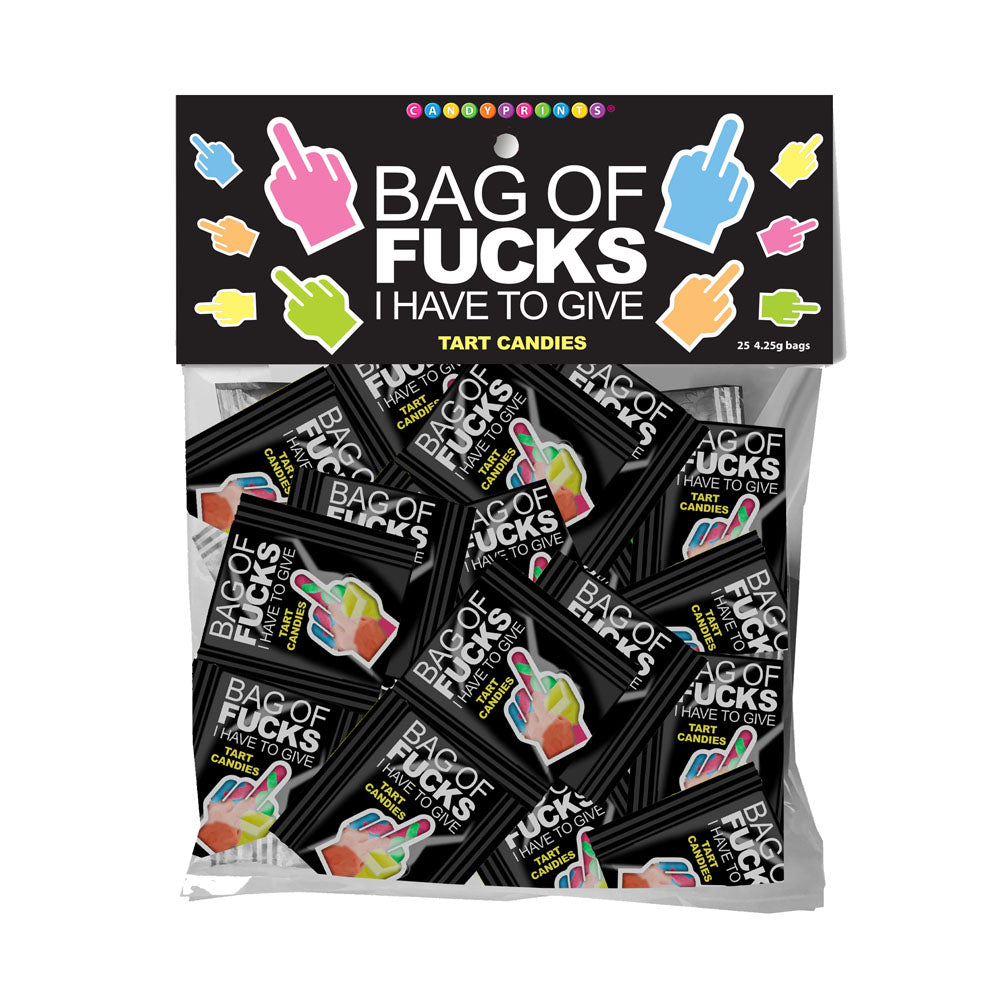 Bag Of Fucks I Have To Give - Bag of 25 - Fruit Flavoured Lollies - Bag of 25 Mini Packs Little Genie